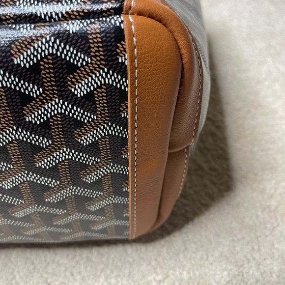 Goyard Artois PM Small Black/Tan Leather Canvas Zipped & Structured Tote - Picture 11 of 13